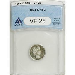 1894-O 10C VF25 ANACS. NGC Census: (0/54). PCGS Po