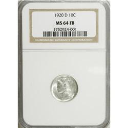 1920-D 10C MS64 Full Bands NGC. NGC Census: (50/19