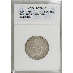 1831 25C Small Letters--Cleaned, Edge Damaged--ANACS.