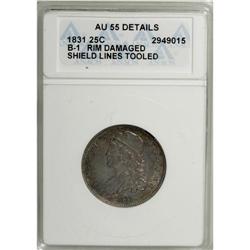 1831 25C Small Letters--Rim Damaged--ANACS. AU55 Detai