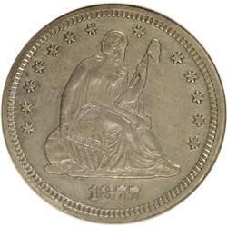 1877-S 25C Over Horizontal S--Cleaned--ANACS. AU53 Det