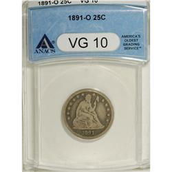 1891-O 25C VG10 ANACS. NGC Census: (0/34). PCGS Po