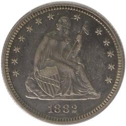 1882 25C PR63 ANACS. NGC Census: (38/160). PCGS Popula