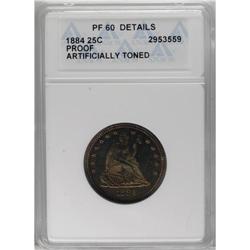 1884 25C --Artificially Toned--ANACS. PR60 Details.