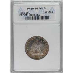 1886 25C --Cleaned--ANACS. PR60 Details. NGC Census