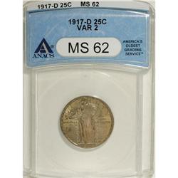 1917-D 25C Type Two MS62 ANACS. NGC Census: (48/20