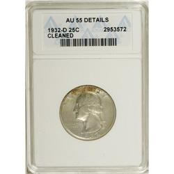 1932-D 25C --Cleaned--ANACS. AU55 Details. NGC Cens