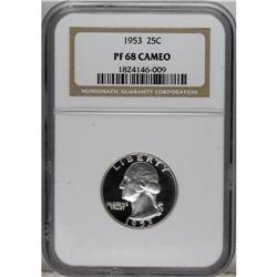 1953 25C PR68 Cameo NGC. NGC Census: (169/13). PCG