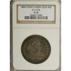 1806 50C Pointed 6, Stem F12 NGC. O-115A. NGC Cens