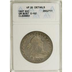 1807 50C Draped Bust--Cleaned--ANACS. VF20 Details. NG