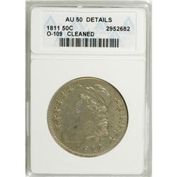 1811 50C Large 8--Cleaned--ANACS. AU50 Details. NGC Ce