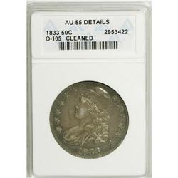 1833 50C --Cleaned--ANACS. AU55 Details. NGC Census: (1
