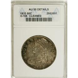 1833 50C --Cleaned--ANACS. AU55 Details. NGC Census: (1