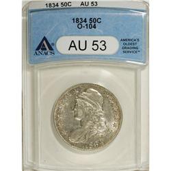 1834 50C Large Date, Large Letters AU53 ANACS. O-1