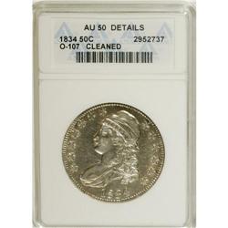 1834 50C Large Date, Large Letters--Cleaned--ANACS. AU