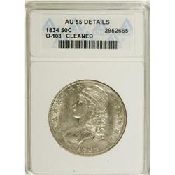 1834 50C Large Date, Large Letters--Cleaned--ANACS. AU