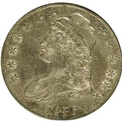 1836 50C Lettered Edge--Cleaned--ANACS. AU50 Details.