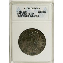1836 50C Lettered Edge--Cleaned, Corroded--ANACS. AU55