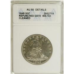 1849 50C --Cleaned--ANACS. AU50 Details. NGC Census: (7