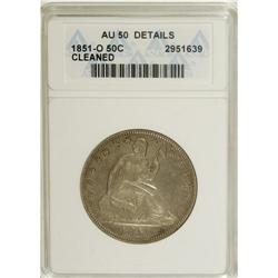 1851-O 50C --Cleaned--ANACS. AU50 Details. NGC Cens