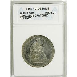 1855-S 50C Arrows--Cleaned, Damaged, Scratched--ANAC