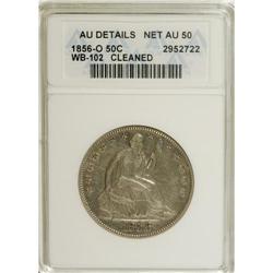 1856-O 50C --Cleaned--ANACS. AU Details, Net AU50. NGC
