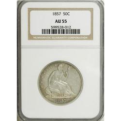 1857 50C AU55 NGC. NGC Census: (15/89). PCGS Popul