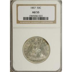 1857 50C AU55 NGC. NGC Census: (16/89). PCGS Popul