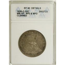 1858-O 50C --Cleaned--ANACS. XF40 Details. NGC Census: