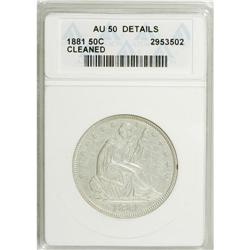 1881 50C --Cleaned--ANACS. AU50 Details. NGC Census
