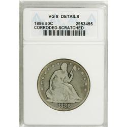 1886 50C --Corroded, Scratched--ANACS. VG8 Details.