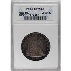1890 50C --Cleaned--ANACS. PR60 Details. NGC Census