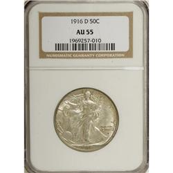 1916-D 50C AU55 NGC. NGC Census: (20/995). PCGS Po