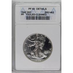 1942 50C --Cleaned, Tooled--ANACS. PR60 Details. NG