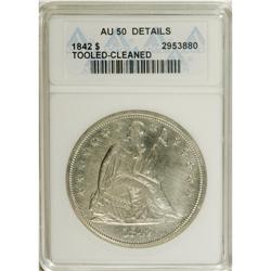 1842 $1 --Cleaned, Tooled--ANACS. AU50 Details. NGC