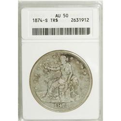 1874-S T$1 AU50 ANACS. NGC Census: (4/219). PCGS P