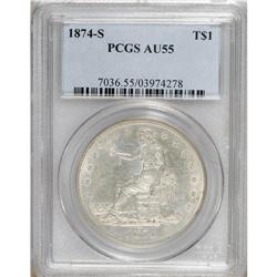 1874-S T$1 AU55 PCGS. PCGS Population (28/225). NG