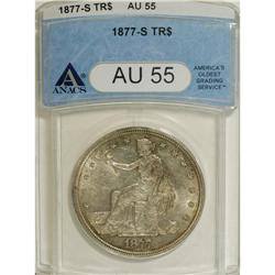 1877-S T$1 AU55 PCGS. PCGS Population (121/814). NGC C