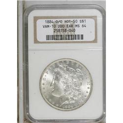 1884-O $1 MS64 NGC. Hot 50 Vam-10 Double Die Obverse E