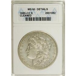1885-CC $1 --Cleaned--ANACS. MS60 Details. NGC Cens