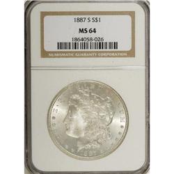 1887-S $1 MS64 NGC. NGC Census: (736/125). PCGS Po