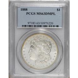 1888 $1 MS63 Deep Mirror Prooflike PCGS. PCGS Popu