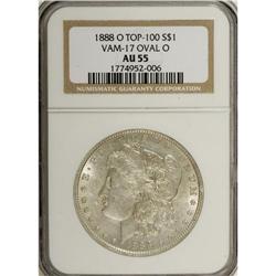 1888-O $1 AU55 NGC. Vam-17, Oval O, Top 100. NGC C
