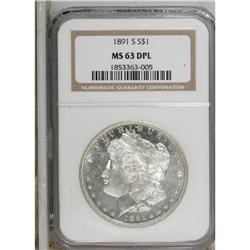 1891-S $1 MS63 Deep Mirror Prooflike NGC. NGC Cens
