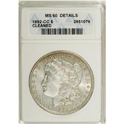 1892-CC $1 --Cleaned--ANACS. MS60 Details. NGC Cens