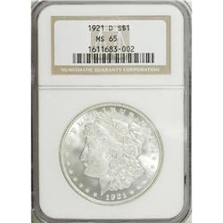 1921-D $1 MS65 NGC. NGC Census: (1627/209). PCGS P