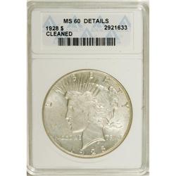 1928 $1 --Cleaned--ANACS. MS60 Details. NGC Census: