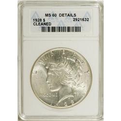 1928 $1 --Cleaned--ANACS. MS60 Details. NGC Census: