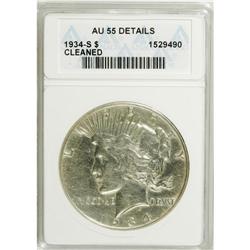 1934-S $1 --Cleaned--ANACS. AU55 Details. NGC Censu