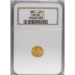 1851 G$1 MS62 NGC. NGC Census: (996/889). PCGS Populat